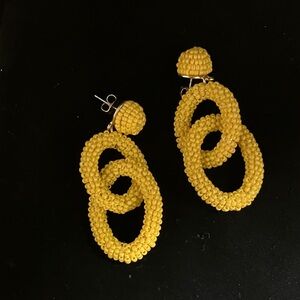 Banana Republic Mustard Beaded Double Hoop Earrings